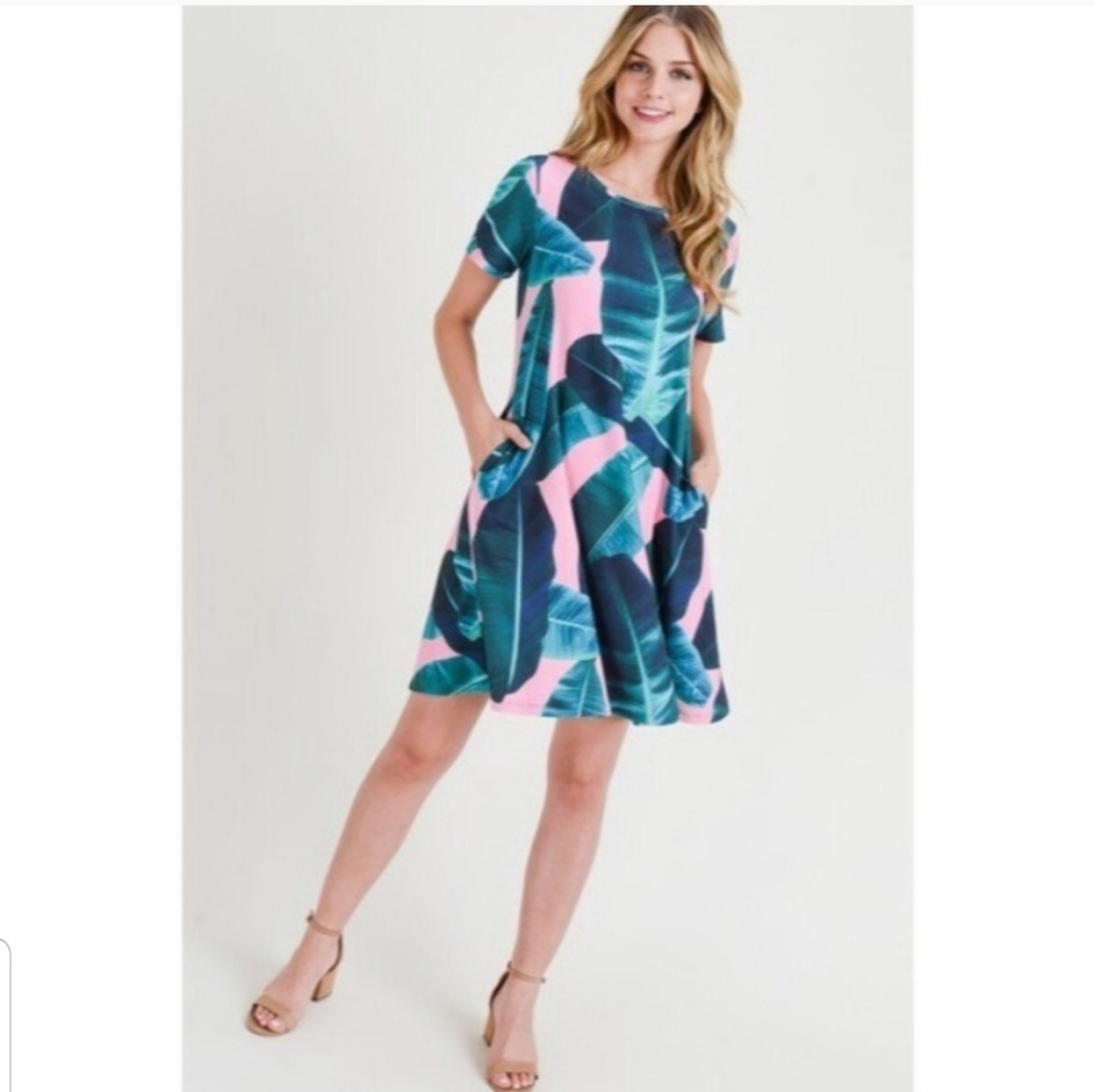 Palm Leaf Flare Dress